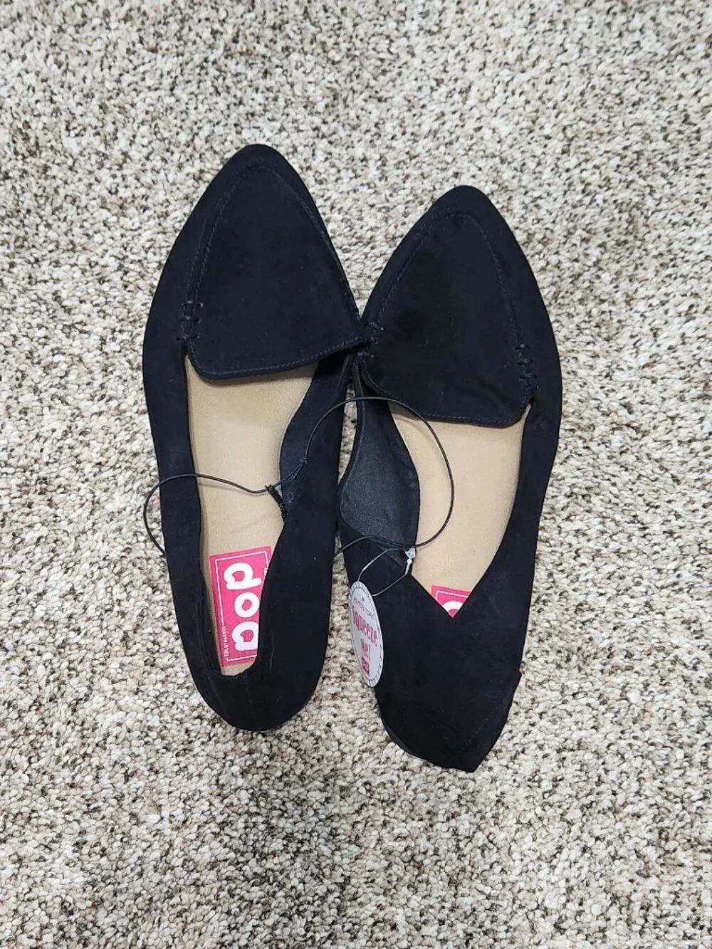 POP Ledge Black Faux Suede Pointed Toe Loafers Memory Foam Women's 9.5M